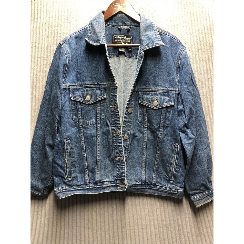 Eddie Bauer Womens Denim Jacket M Chore Barn Workwear Farmcore Outdoor Utility